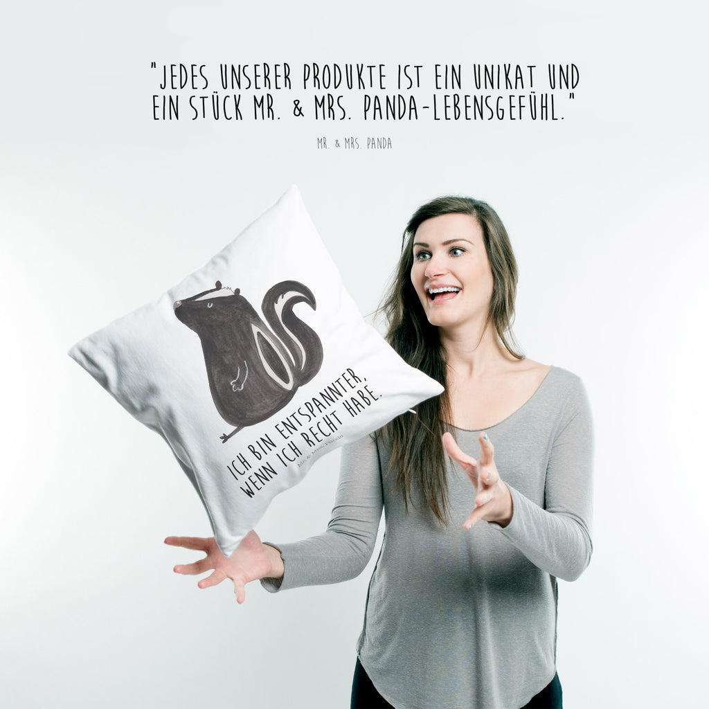 40x40 Kissen Stinktier sitzend Kissenhülle, Kopfkissen, Sofakissen, Dekokissen, Motivkissen, Stinktier, Skunk, Wildtier, Raubtier, Stinker, Stinki, Spruch, Büro, Recht, Besserwisser