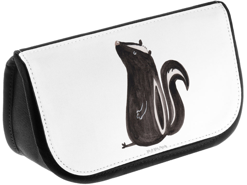 Kosmetiktasche Stinktier sitzend Kosmetikbeutel, Kulturtasche, Kulturbeutel, Schminktasche, Make-Up Tasche, Stinktier, Skunk, Wildtier, Raubtier, Stinker, Stinki, Spruch, Büro, Recht, Besserwisser