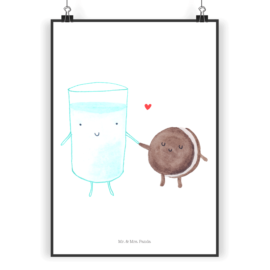 Poster Milch & Keks Poster, Wandposter, Bild, Wanddeko, Küchenposter, Kinderposter, Wanddeko Bild, Raumdekoration, Wanddekoration, Handgemaltes Poster, Mr. & Mrs. Panda Poster, Designposter, Kunstdruck, Posterdruck, Tiermotive, Gute Laune, lustige Sprüche, Tiere, Milk, Cookie, Milch, Keks, Kekse, Kaffee, Einladung Frühstück, Motiv süß, romantisch, perfektes Paar