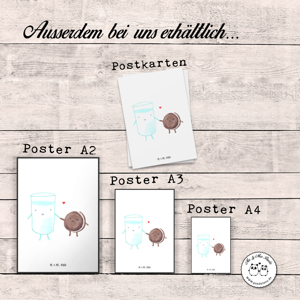 Poster Milch & Keks Poster, Wandposter, Bild, Wanddeko, Küchenposter, Kinderposter, Wanddeko Bild, Raumdekoration, Wanddekoration, Handgemaltes Poster, Mr. & Mrs. Panda Poster, Designposter, Kunstdruck, Posterdruck, Tiermotive, Gute Laune, lustige Sprüche, Tiere, Milk, Cookie, Milch, Keks, Kekse, Kaffee, Einladung Frühstück, Motiv süß, romantisch, perfektes Paar