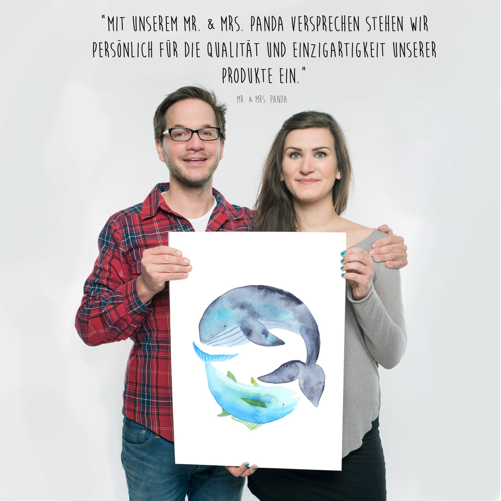 Poster Walfisch & Thunfisch Poster, Wandposter, Bild, Wanddeko, Küchenposter, Kinderposter, Wanddeko Bild, Raumdekoration, Wanddekoration, Handgemaltes Poster, Mr. & Mrs. Panda Poster, Designposter, Kunstdruck, Posterdruck, Tiermotive, Gute Laune, lustige Sprüche, Tiere, Wal, Wahl, Tunfisch, Wortwitz lustig, Spruch lustig, Flachwitz, Witz, Spruch des Tages, Flachwitz Geschenk