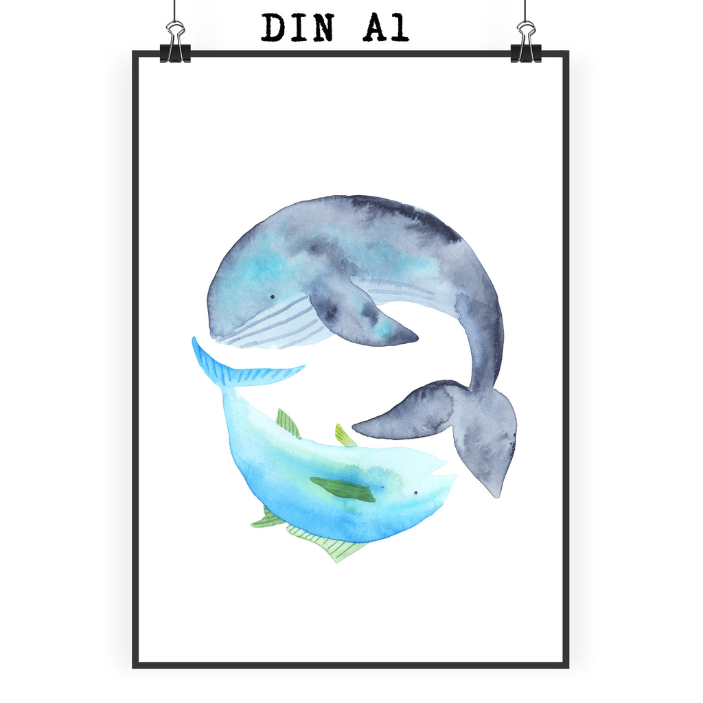Poster Walfisch & Thunfisch Poster, Wandposter, Bild, Wanddeko, Küchenposter, Kinderposter, Wanddeko Bild, Raumdekoration, Wanddekoration, Handgemaltes Poster, Mr. & Mrs. Panda Poster, Designposter, Kunstdruck, Posterdruck, Tiermotive, Gute Laune, lustige Sprüche, Tiere, Wal, Wahl, Tunfisch, Wortwitz lustig, Spruch lustig, Flachwitz, Witz, Spruch des Tages, Flachwitz Geschenk