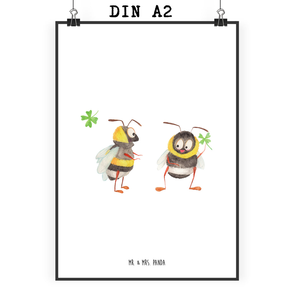 Poster Hummeln mit Kleeblatt Poster, Wandposter, Bild, Wanddeko, Küchenposter, Kinderposter, Wanddeko Bild, Raumdekoration, Wanddekoration, Handgemaltes Poster, Mr. & Mrs. Panda Poster, Designposter, Kunstdruck, Posterdruck, Tiermotive, Gute Laune, lustige Sprüche, Tiere, Hummel, Biene, Spruch positiv, Biene Deko, Spruch schön, glücklich sein, glücklich werden, Spruch fröhlich