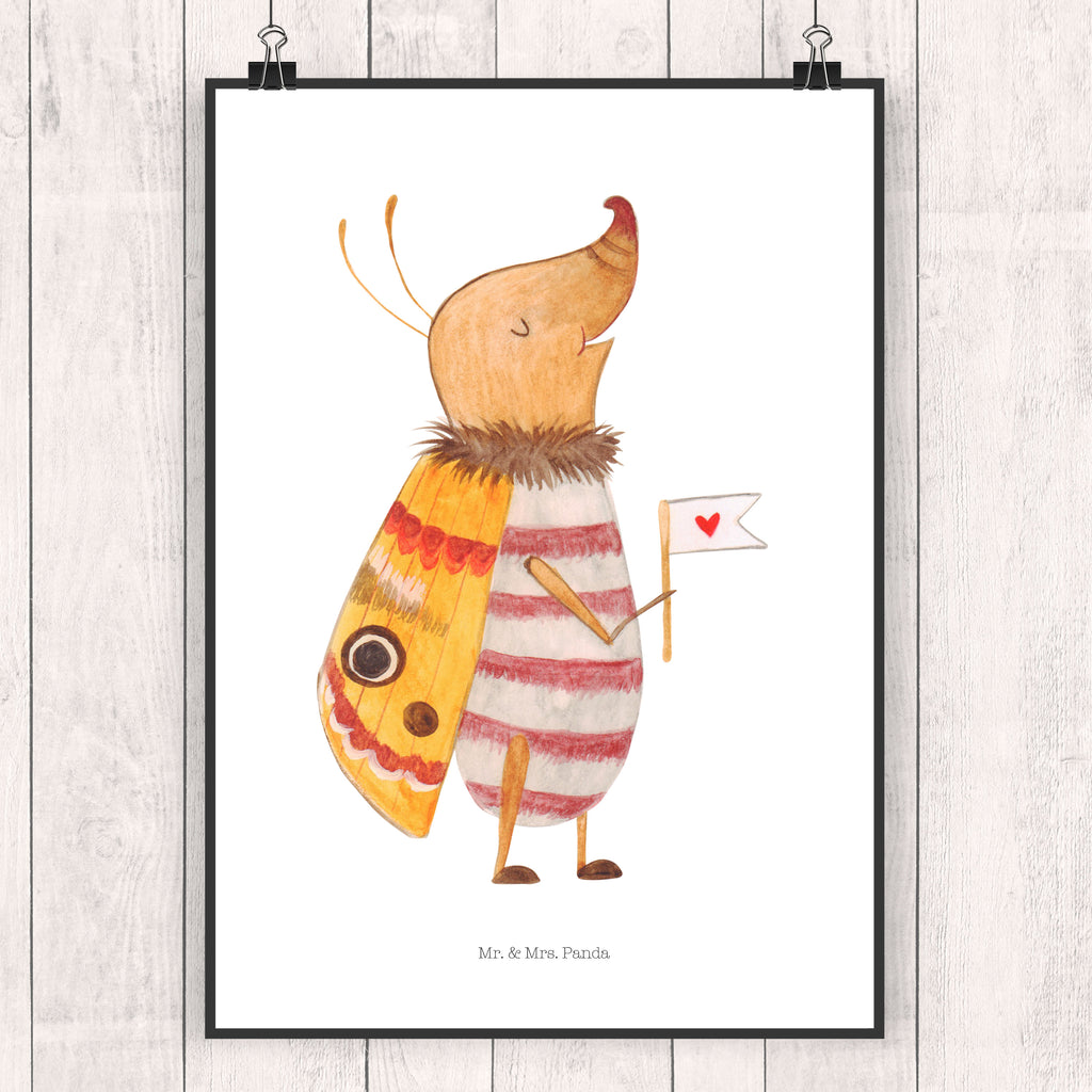 Poster Nachtfalter mit Fähnchen Poster, Wandposter, Bild, Wanddeko, Küchenposter, Kinderposter, Wanddeko Bild, Raumdekoration, Wanddekoration, Handgemaltes Poster, Mr. & Mrs. Panda Poster, Designposter, Kunstdruck, Posterdruck, Tiermotive, Gute Laune, lustige Sprüche, Tiere, Nachtfalter, Käfer, Spruch lustig, Spruch witzig, süß, niedlich, Küche Deko, Was kostet die Welt