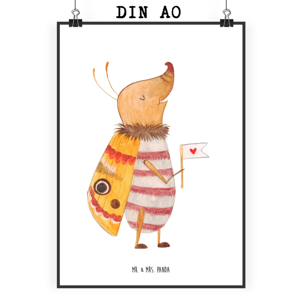 Poster Nachtfalter mit Fähnchen Poster, Wandposter, Bild, Wanddeko, Küchenposter, Kinderposter, Wanddeko Bild, Raumdekoration, Wanddekoration, Handgemaltes Poster, Mr. & Mrs. Panda Poster, Designposter, Kunstdruck, Posterdruck, Tiermotive, Gute Laune, lustige Sprüche, Tiere, Nachtfalter, Käfer, Spruch lustig, Spruch witzig, süß, niedlich, Küche Deko, Was kostet die Welt