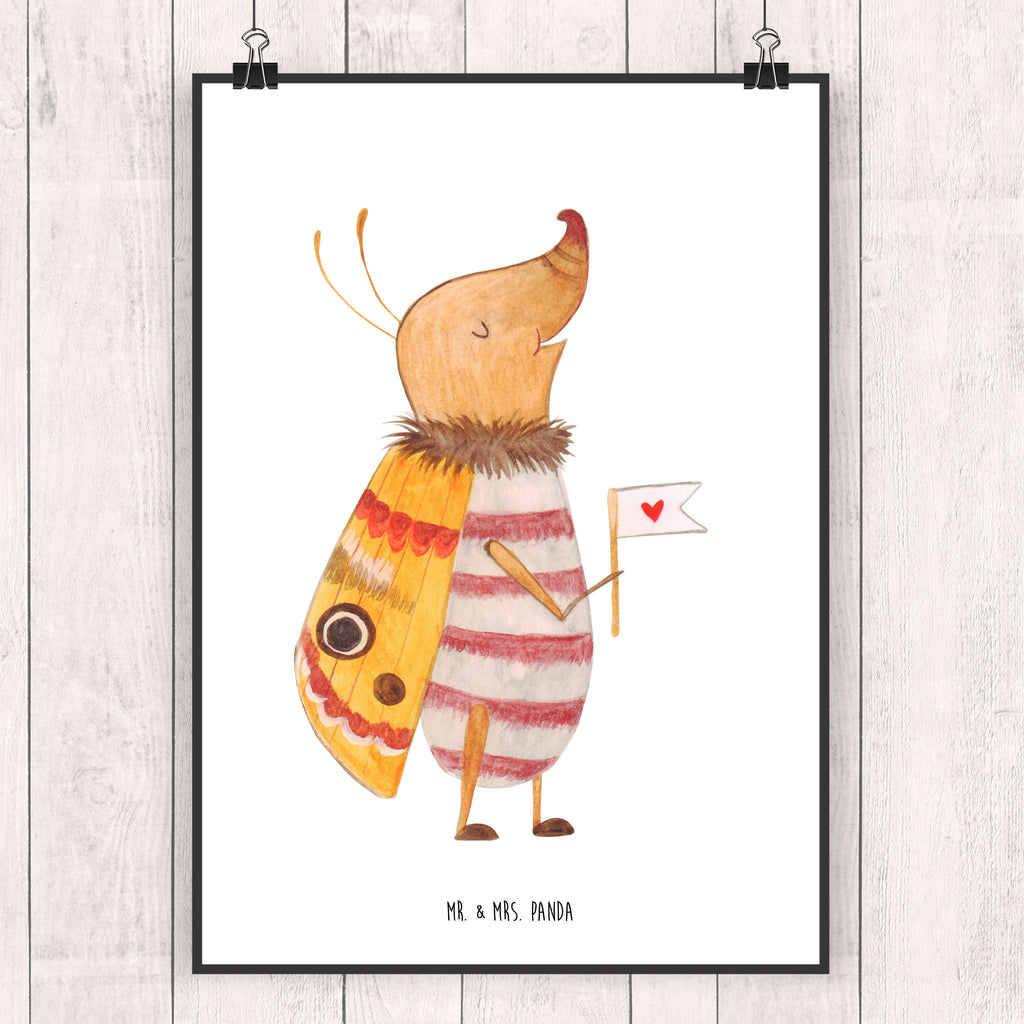 Poster Nachtfalter mit Fähnchen Poster, Wandposter, Bild, Wanddeko, Küchenposter, Kinderposter, Wanddeko Bild, Raumdekoration, Wanddekoration, Handgemaltes Poster, Mr. & Mrs. Panda Poster, Designposter, Kunstdruck, Posterdruck, Tiermotive, Gute Laune, lustige Sprüche, Tiere, Nachtfalter, Käfer, Spruch lustig, Spruch witzig, süß, niedlich, Küche Deko, Was kostet die Welt