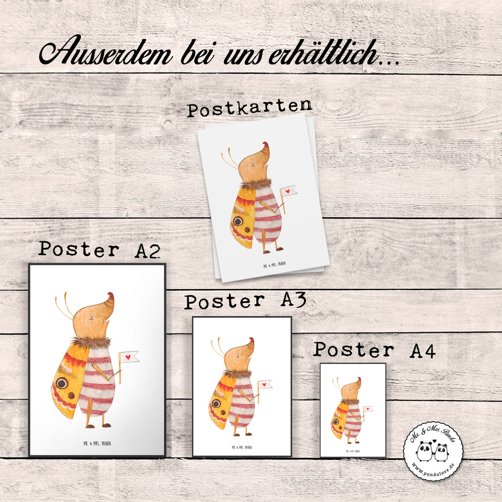 Poster Nachtfalter mit Fähnchen Poster, Wandposter, Bild, Wanddeko, Küchenposter, Kinderposter, Wanddeko Bild, Raumdekoration, Wanddekoration, Handgemaltes Poster, Mr. & Mrs. Panda Poster, Designposter, Kunstdruck, Posterdruck, Tiermotive, Gute Laune, lustige Sprüche, Tiere, Nachtfalter, Käfer, Spruch lustig, Spruch witzig, süß, niedlich, Küche Deko, Was kostet die Welt