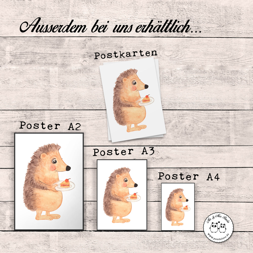 Poster Igel mit Kuchenstück Poster, Wandposter, Bild, Wanddeko, Küchenposter, Kinderposter, Wanddeko Bild, Raumdekoration, Wanddekoration, Handgemaltes Poster, Mr. & Mrs. Panda Poster, Designposter, Kunstdruck, Posterdruck, Tiermotive, Gute Laune, lustige Sprüche, Tiere, Igel, Essen Spruch, Kuchen, Backen Geschenk, Kuchen backen, Einladung Party, Geburtstagskuchen, Torte