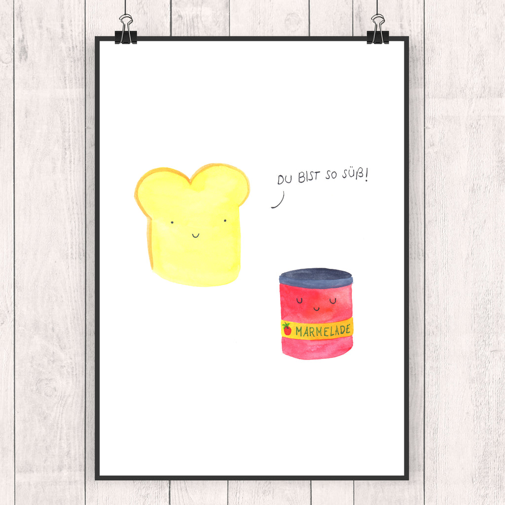 Poster Toast & Marmelade Poster, Wandposter, Bild, Wanddeko, Küchenposter, Kinderposter, Wanddeko Bild, Raumdekoration, Wanddekoration, Handgemaltes Poster, Mr. & Mrs. Panda Poster, Designposter, Kunstdruck, Posterdruck, Tiermotive, Gute Laune, lustige Sprüche, Tiere, Toast, Marmelade, Dreamteam, süße Postkarte, süß, Küche Deko, Küche Spruch, Frühstück Einladung, Brot, Toastbrot