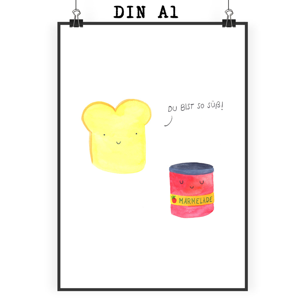 Poster Toast & Marmelade Poster, Wandposter, Bild, Wanddeko, Küchenposter, Kinderposter, Wanddeko Bild, Raumdekoration, Wanddekoration, Handgemaltes Poster, Mr. & Mrs. Panda Poster, Designposter, Kunstdruck, Posterdruck, Tiermotive, Gute Laune, lustige Sprüche, Tiere, Toast, Marmelade, Dreamteam, süße Postkarte, süß, Küche Deko, Küche Spruch, Frühstück Einladung, Brot, Toastbrot