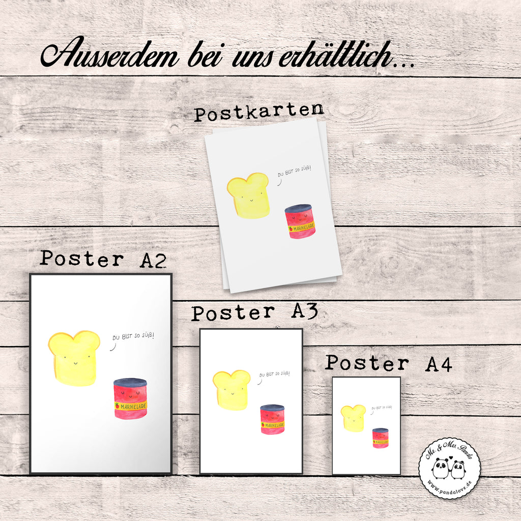Poster Toast & Marmelade Poster, Wandposter, Bild, Wanddeko, Küchenposter, Kinderposter, Wanddeko Bild, Raumdekoration, Wanddekoration, Handgemaltes Poster, Mr. & Mrs. Panda Poster, Designposter, Kunstdruck, Posterdruck, Tiermotive, Gute Laune, lustige Sprüche, Tiere, Toast, Marmelade, Dreamteam, süße Postkarte, süß, Küche Deko, Küche Spruch, Frühstück Einladung, Brot, Toastbrot
