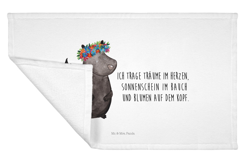 Gäste Handtuch Stinktier Blumenmaedchen Gästetuch, Reisehandtuch, Sport Handtuch, Frottier, Kinder Handtuch, Stinktier, Skunk, Wildtier, Raubtier, Stinker, Stinki, Yoga, Namaste, Lebe, Liebe, Lache