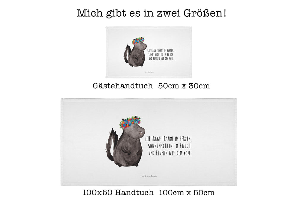 Gäste Handtuch Stinktier Blumenmaedchen Gästetuch, Reisehandtuch, Sport Handtuch, Frottier, Kinder Handtuch, Stinktier, Skunk, Wildtier, Raubtier, Stinker, Stinki, Yoga, Namaste, Lebe, Liebe, Lache