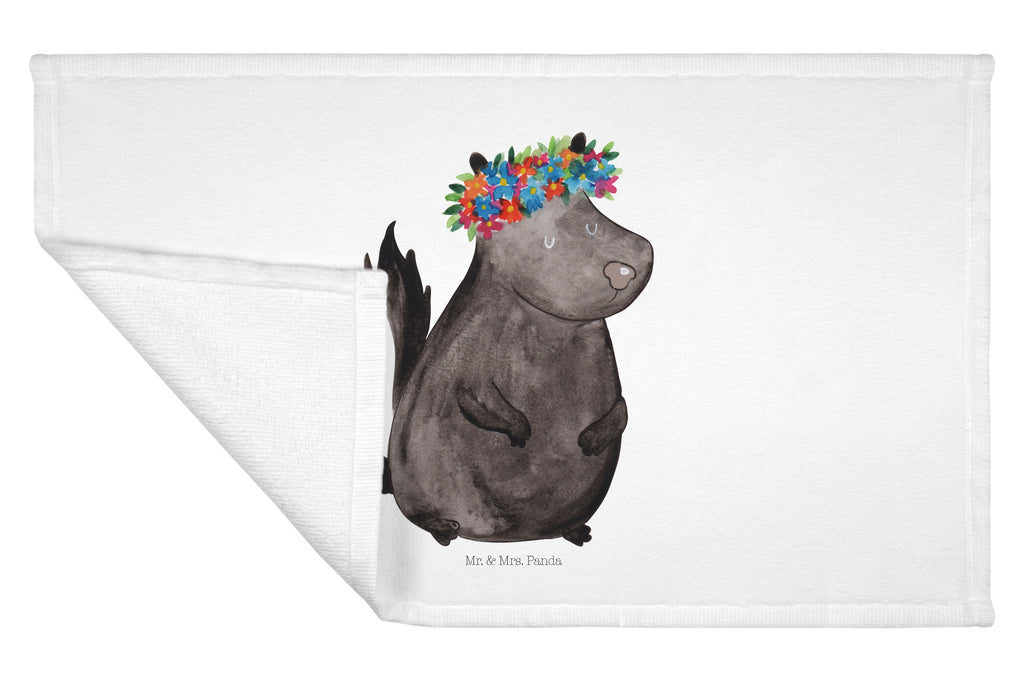 Gäste Handtuch Stinktier Blumenmaedchen Gästetuch, Reisehandtuch, Sport Handtuch, Frottier, Kinder Handtuch, Stinktier, Skunk, Wildtier, Raubtier, Stinker, Stinki, Yoga, Namaste, Lebe, Liebe, Lache