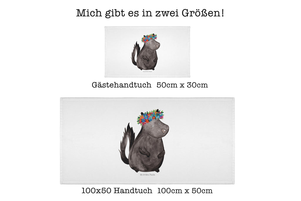 Gäste Handtuch Stinktier Blumenmaedchen Gästetuch, Reisehandtuch, Sport Handtuch, Frottier, Kinder Handtuch, Stinktier, Skunk, Wildtier, Raubtier, Stinker, Stinki, Yoga, Namaste, Lebe, Liebe, Lache