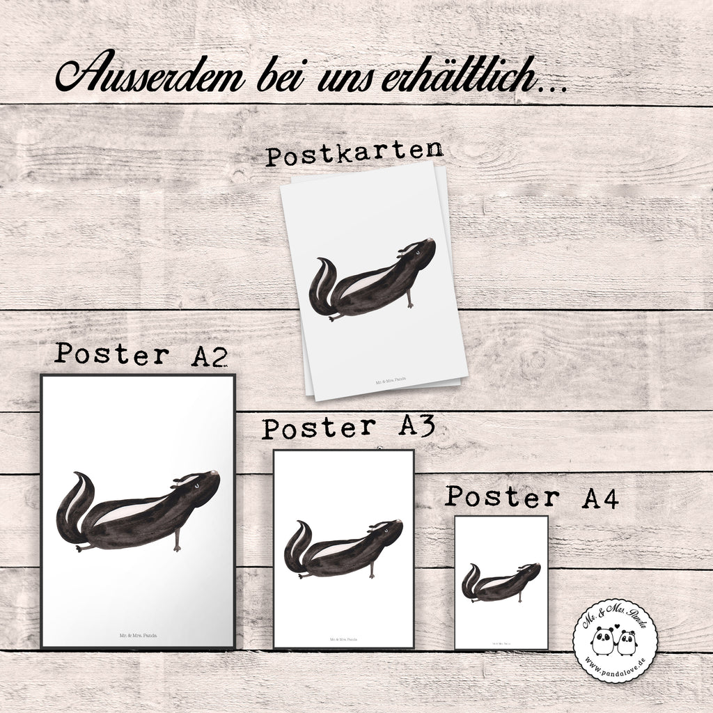Poster Stinktier Yoga Poster, Wandposter, Bild, Wanddeko, Küchenposter, Kinderposter, Wanddeko Bild, Raumdekoration, Wanddekoration, Handgemaltes Poster, Mr. & Mrs. Panda Poster, Designposter, Kunstdruck, Posterdruck, Stinktier, Skunk, Wildtier, Raubtier, Stinker, Stinki, Yoga, Namaste, Lebe, Liebe, Lache