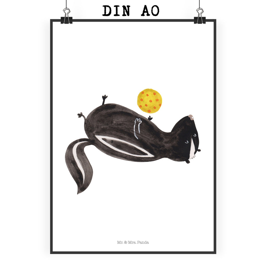 Poster Stinktier Ball Poster, Wandposter, Bild, Wanddeko, Küchenposter, Kinderposter, Wanddeko Bild, Raumdekoration, Wanddekoration, Handgemaltes Poster, Mr. & Mrs. Panda Poster, Designposter, Kunstdruck, Posterdruck, Stinktier, Skunk, Wildtier, Raubtier, Stinker, Stinki, verspielt, Weisheit