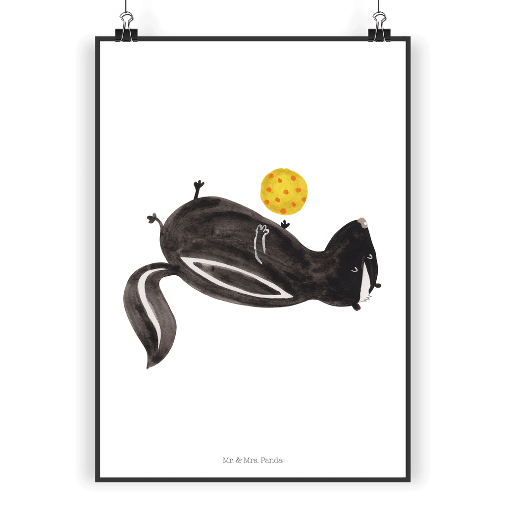 Poster Stinktier Ball Poster, Wandposter, Bild, Wanddeko, Küchenposter, Kinderposter, Wanddeko Bild, Raumdekoration, Wanddekoration, Handgemaltes Poster, Mr. & Mrs. Panda Poster, Designposter, Kunstdruck, Posterdruck, Stinktier, Skunk, Wildtier, Raubtier, Stinker, Stinki, verspielt, Weisheit