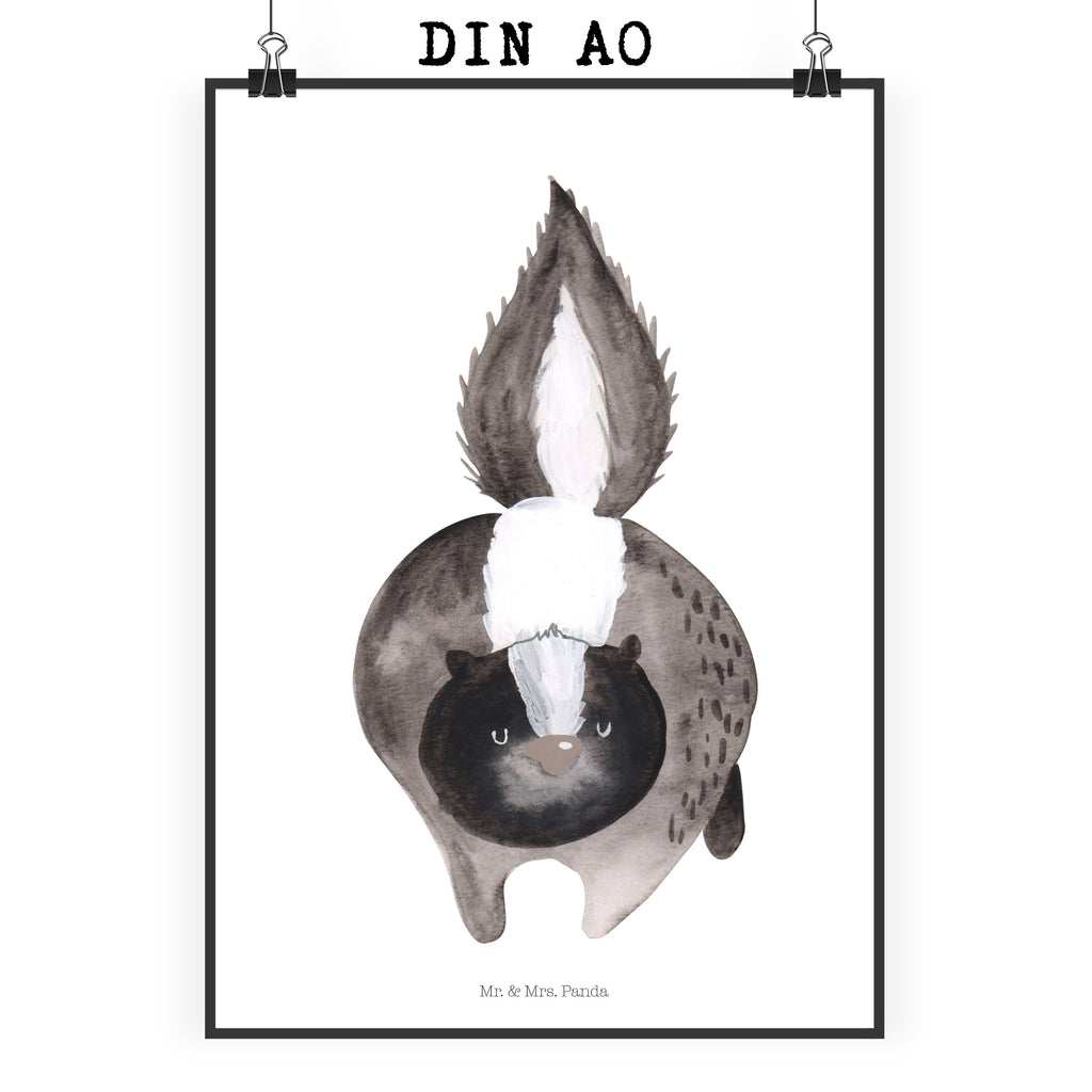 Poster Stinktier Angriff Poster, Wandposter, Bild, Wanddeko, Küchenposter, Kinderposter, Wanddeko Bild, Raumdekoration, Wanddekoration, Handgemaltes Poster, Mr. & Mrs. Panda Poster, Designposter, Kunstdruck, Posterdruck, Stinktier, Skunk, Wildtier, Raubtier, Stinker, Stinki, wütend, Drohung