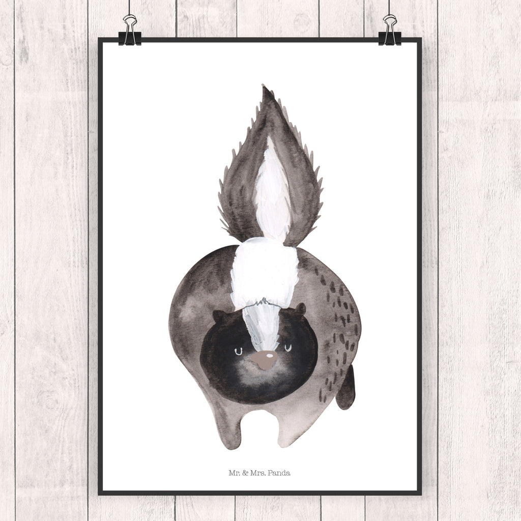 Poster Stinktier Angriff Poster, Wandposter, Bild, Wanddeko, Küchenposter, Kinderposter, Wanddeko Bild, Raumdekoration, Wanddekoration, Handgemaltes Poster, Mr. & Mrs. Panda Poster, Designposter, Kunstdruck, Posterdruck, Stinktier, Skunk, Wildtier, Raubtier, Stinker, Stinki, wütend, Drohung