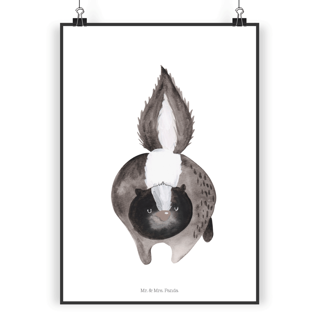 Poster Stinktier Angriff Poster, Wandposter, Bild, Wanddeko, Küchenposter, Kinderposter, Wanddeko Bild, Raumdekoration, Wanddekoration, Handgemaltes Poster, Mr. & Mrs. Panda Poster, Designposter, Kunstdruck, Posterdruck, Stinktier, Skunk, Wildtier, Raubtier, Stinker, Stinki, wütend, Drohung