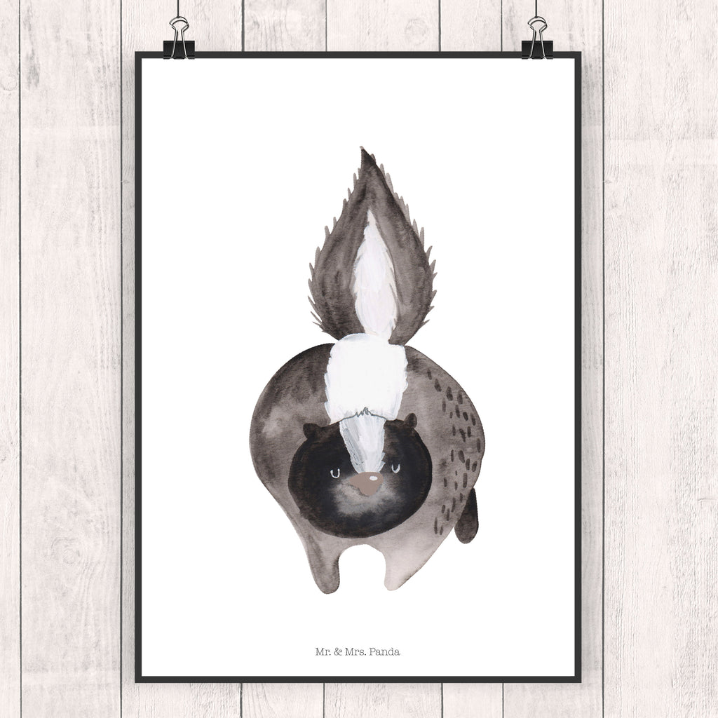 Poster Stinktier Angriff Poster, Wandposter, Bild, Wanddeko, Küchenposter, Kinderposter, Wanddeko Bild, Raumdekoration, Wanddekoration, Handgemaltes Poster, Mr. & Mrs. Panda Poster, Designposter, Kunstdruck, Posterdruck, Stinktier, Skunk, Wildtier, Raubtier, Stinker, Stinki, wütend, Drohung