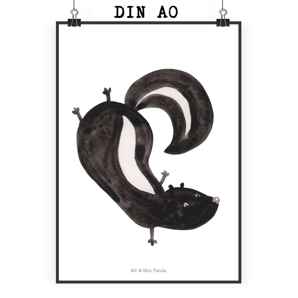 Poster Stinktier Handstand Poster, Wandposter, Bild, Wanddeko, Küchenposter, Kinderposter, Wanddeko Bild, Raumdekoration, Wanddekoration, Handgemaltes Poster, Mr. & Mrs. Panda Poster, Designposter, Kunstdruck, Posterdruck, Stinktier, Skunk, Wildtier, Raubtier, Stinker, Stinki, Spielplatz, verpielt, Kind