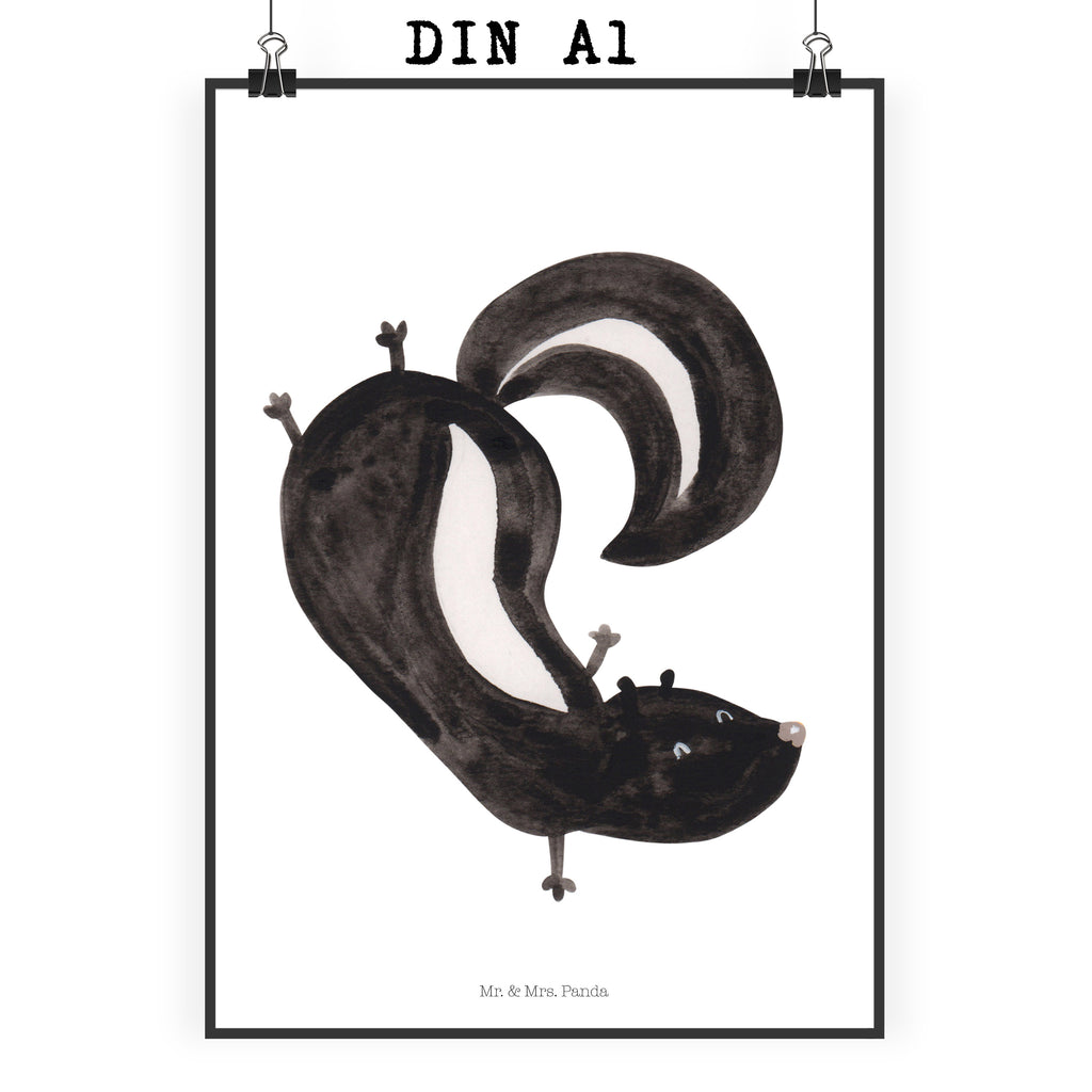 Poster Stinktier Handstand Poster, Wandposter, Bild, Wanddeko, Küchenposter, Kinderposter, Wanddeko Bild, Raumdekoration, Wanddekoration, Handgemaltes Poster, Mr. & Mrs. Panda Poster, Designposter, Kunstdruck, Posterdruck, Stinktier, Skunk, Wildtier, Raubtier, Stinker, Stinki, Spielplatz, verpielt, Kind