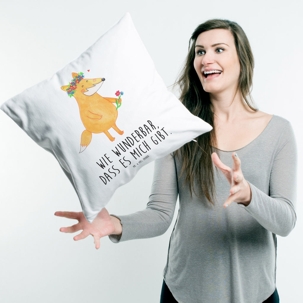 40x40 Kissen Fuchs Blumenliebe Kissenhülle, Kopfkissen, Sofakissen, Dekokissen, Motivkissen, Fuchs, Füchse, Fox, Liebe, Freundin, Fuchsmädchen, Blumenmädchen, Freundinnen, Liebesbeweis, Blume, Blumen, Motivation, Freude, ich, mich, Selbstliebe