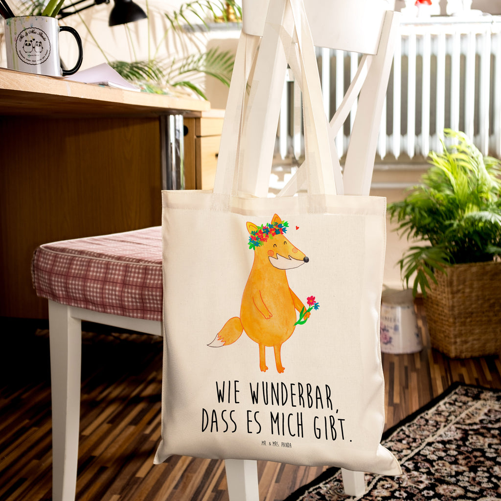 Tragetasche Fuchs Blumenliebe Beuteltasche, Beutel, Einkaufstasche, Jutebeutel, Stoffbeutel, Fuchs, Füchse, Fox, Liebe, Freundin, Fuchsmädchen, Blumenmädchen, Freundinnen, Liebesbeweis, Blume, Blumen, Motivation, Freude, ich, mich, Selbstliebe