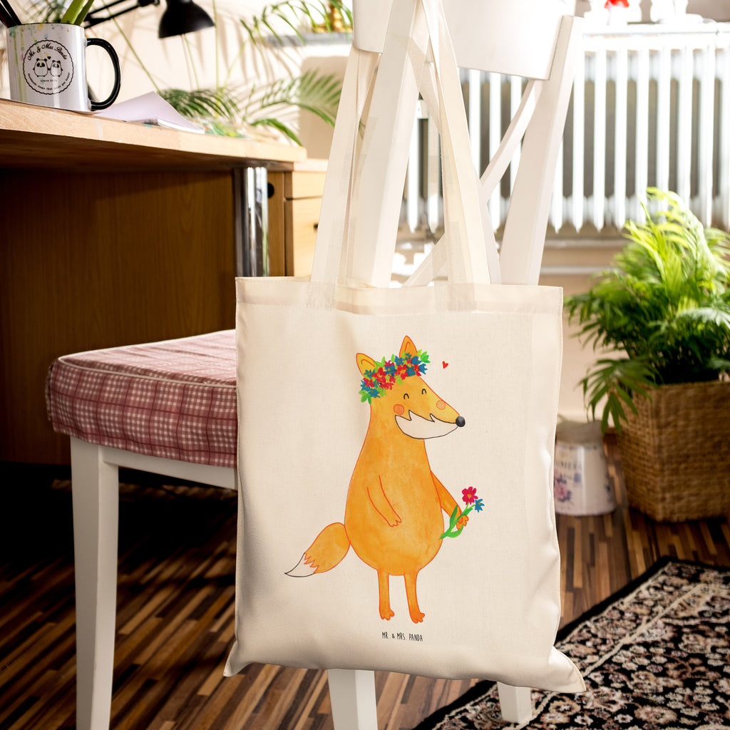 Tragetasche Fuchs Blumenliebe Beuteltasche, Beutel, Einkaufstasche, Jutebeutel, Stoffbeutel, Fuchs, Füchse, Fox, Liebe, Freundin, Fuchsmädchen, Blumenmädchen, Freundinnen, Liebesbeweis, Blume, Blumen, Motivation, Freude, ich, mich, Selbstliebe