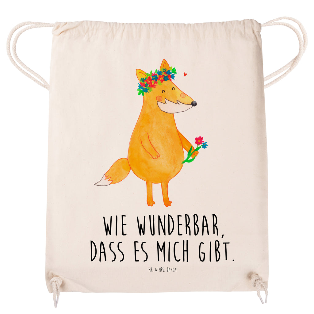 Sportbeutel Fuchs Blumenliebe Turnbeutel, Beutel, Sporttasche, Tasche, Stoffbeutel, Fuchs, Füchse, Fox, Liebe, Freundin, Fuchsmädchen, Blumenmädchen, Freundinnen, Liebesbeweis, Blume, Blumen, Motivation, Freude, ich, mich, Selbstliebe