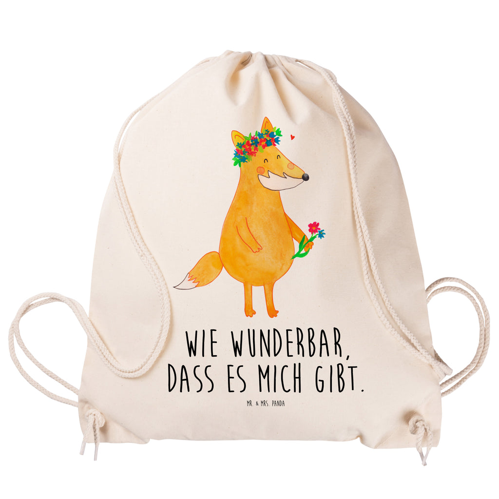Sportbeutel Fuchs Blumenliebe Turnbeutel, Beutel, Sporttasche, Tasche, Stoffbeutel, Fuchs, Füchse, Fox, Liebe, Freundin, Fuchsmädchen, Blumenmädchen, Freundinnen, Liebesbeweis, Blume, Blumen, Motivation, Freude, ich, mich, Selbstliebe