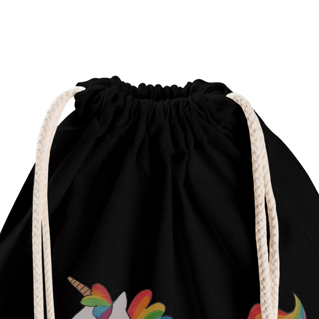 Sportbeutel Einhorn Happy Turnbeutel, Beutel, Sporttasche, Tasche, Stoffbeutel, Einhorn, Einhörner, Einhorn Deko, Pegasus, Unicorn, glücklich, fröhlich, Spaß, Freude, Lebensfreude, witzig, spannend, Lächeln, Lachen