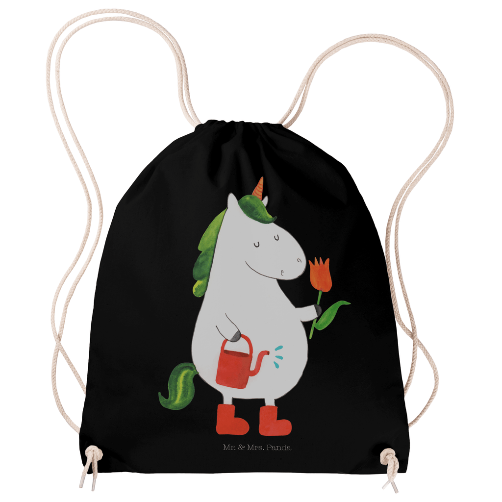 Sportbeutel Einhorn Gärtner Turnbeutel, Beutel, Sporttasche, Tasche, Stoffbeutel, Einhorn, Einhörner, Einhorn Deko, Pegasus, Unicorn, Luftballon, Gießkanne, Giesskanne, Lebenslust, Freude, Blume, Freundin, Garten, Stiefel