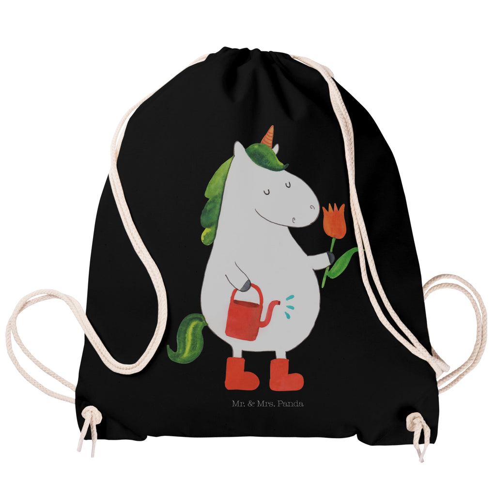 Sportbeutel Einhorn Gärtner Turnbeutel, Beutel, Sporttasche, Tasche, Stoffbeutel, Einhorn, Einhörner, Einhorn Deko, Pegasus, Unicorn, Luftballon, Gießkanne, Giesskanne, Lebenslust, Freude, Blume, Freundin, Garten, Stiefel