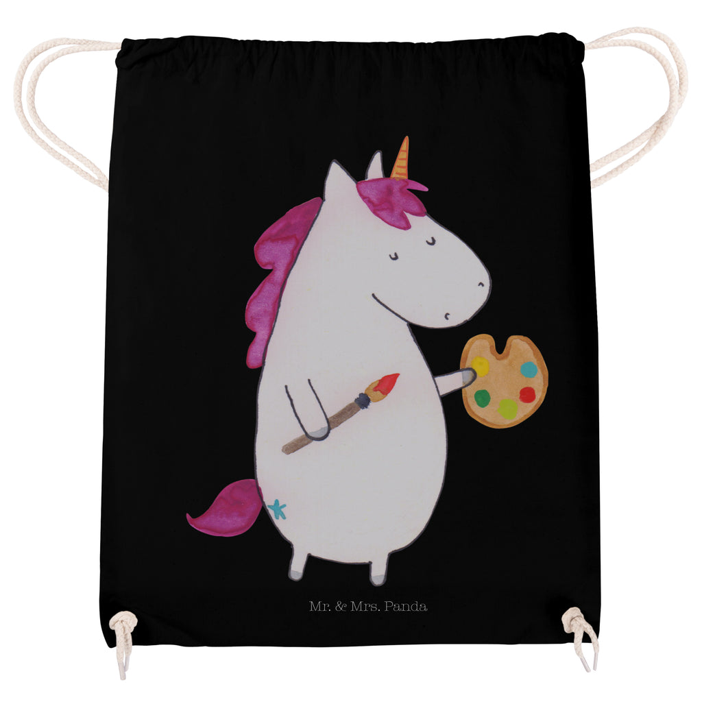 Sportbeutel Einhorn Künstler Turnbeutel, Beutel, Sporttasche, Tasche, Stoffbeutel, Einhorn, Einhörner, Einhorn Deko, Pegasus, Unicorn, Englisch, Künstler, Artist, Malen, Zeichnen, Welt, Farbe, Stift, Pinsel, Geschenk, Maler