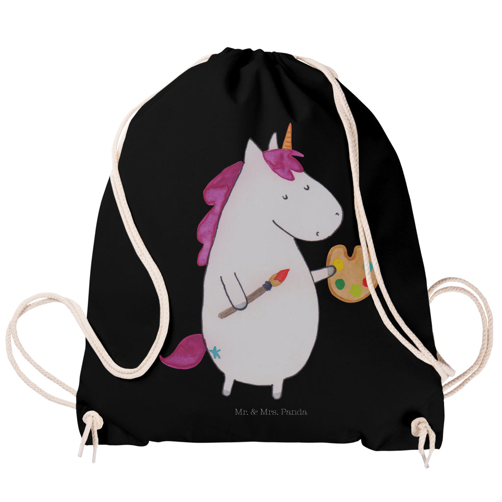Sportbeutel Einhorn Künstler Turnbeutel, Beutel, Sporttasche, Tasche, Stoffbeutel, Einhorn, Einhörner, Einhorn Deko, Pegasus, Unicorn, Englisch, Künstler, Artist, Malen, Zeichnen, Welt, Farbe, Stift, Pinsel, Geschenk, Maler