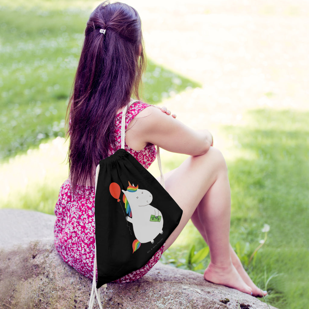 Sportbeutel Einhorn Luftballon Turnbeutel, Beutel, Sporttasche, Tasche, Stoffbeutel, Einhorn, Einhörner, Einhorn Deko, Pegasus, Unicorn, Luftballon, Geld, Lebenslust, Freude, Geschenk, Freundin
