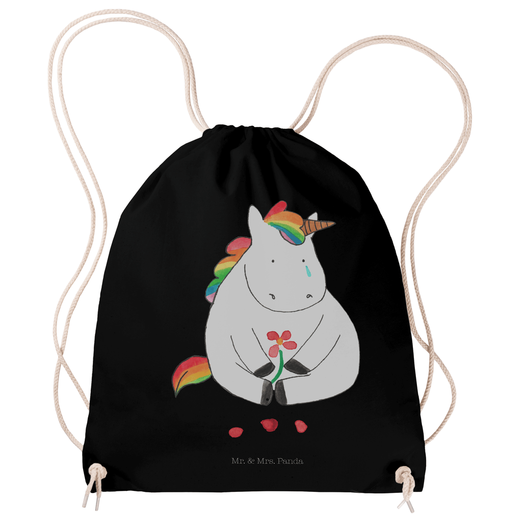 Sportbeutel Einhorn Traurig Turnbeutel, Beutel, Sporttasche, Tasche, Stoffbeutel, Einhorn, Einhörner, Einhorn Deko, Pegasus, Unicorn, Glitzer, Trösten. Freundschaft, Freunde, Liebe, Trauer, Grußkarte, Blume