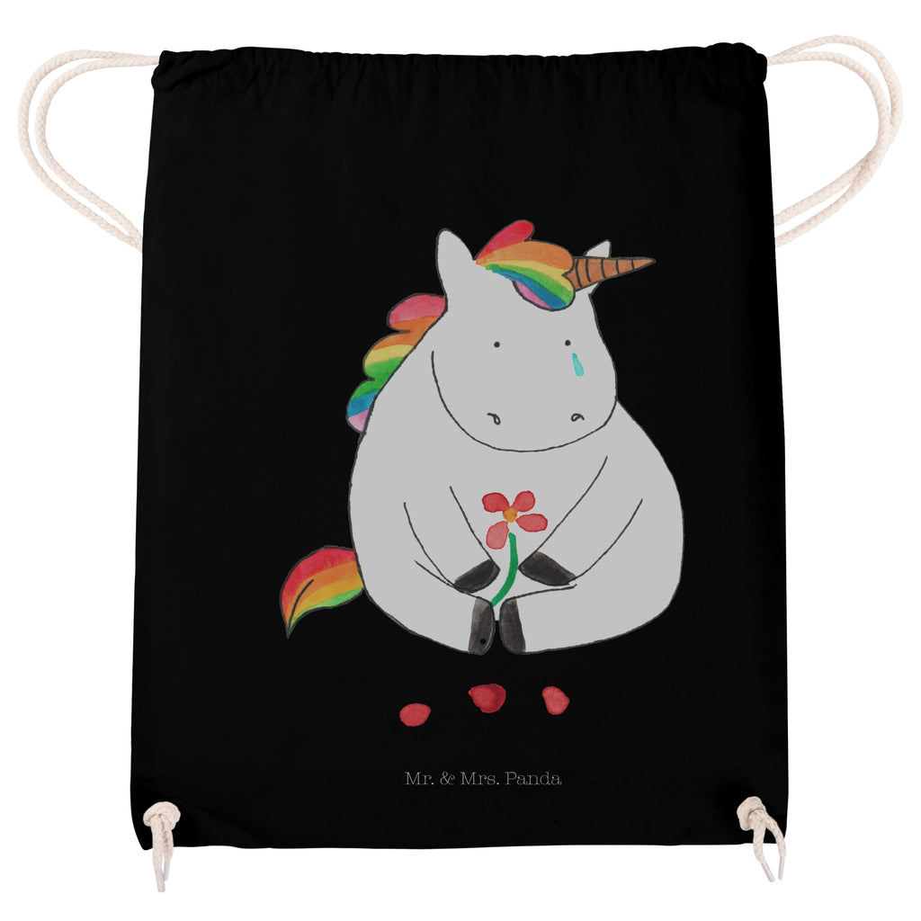 Sportbeutel Einhorn Traurig Turnbeutel, Beutel, Sporttasche, Tasche, Stoffbeutel, Einhorn, Einhörner, Einhorn Deko, Pegasus, Unicorn, Glitzer, Trösten. Freundschaft, Freunde, Liebe, Trauer, Grußkarte, Blume