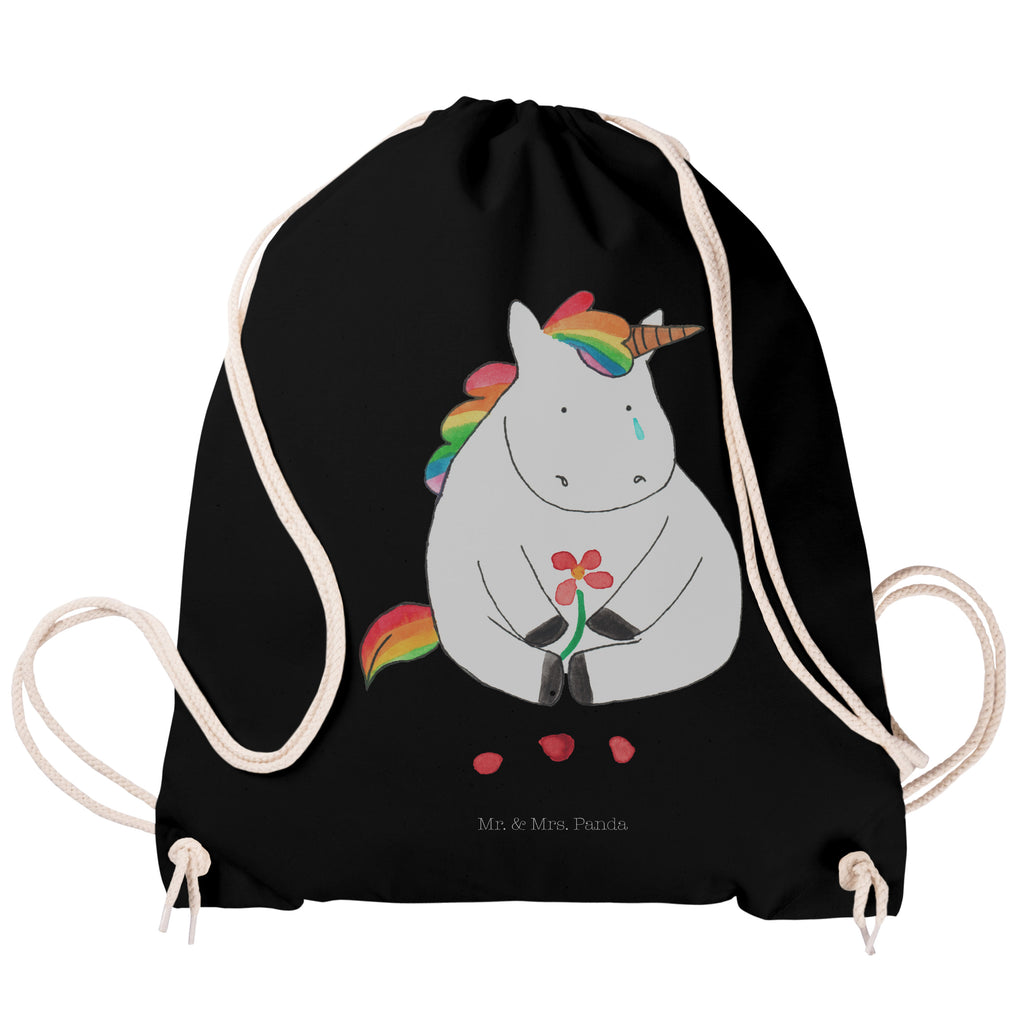 Sportbeutel Einhorn Traurig Turnbeutel, Beutel, Sporttasche, Tasche, Stoffbeutel, Einhorn, Einhörner, Einhorn Deko, Pegasus, Unicorn, Glitzer, Trösten. Freundschaft, Freunde, Liebe, Trauer, Grußkarte, Blume