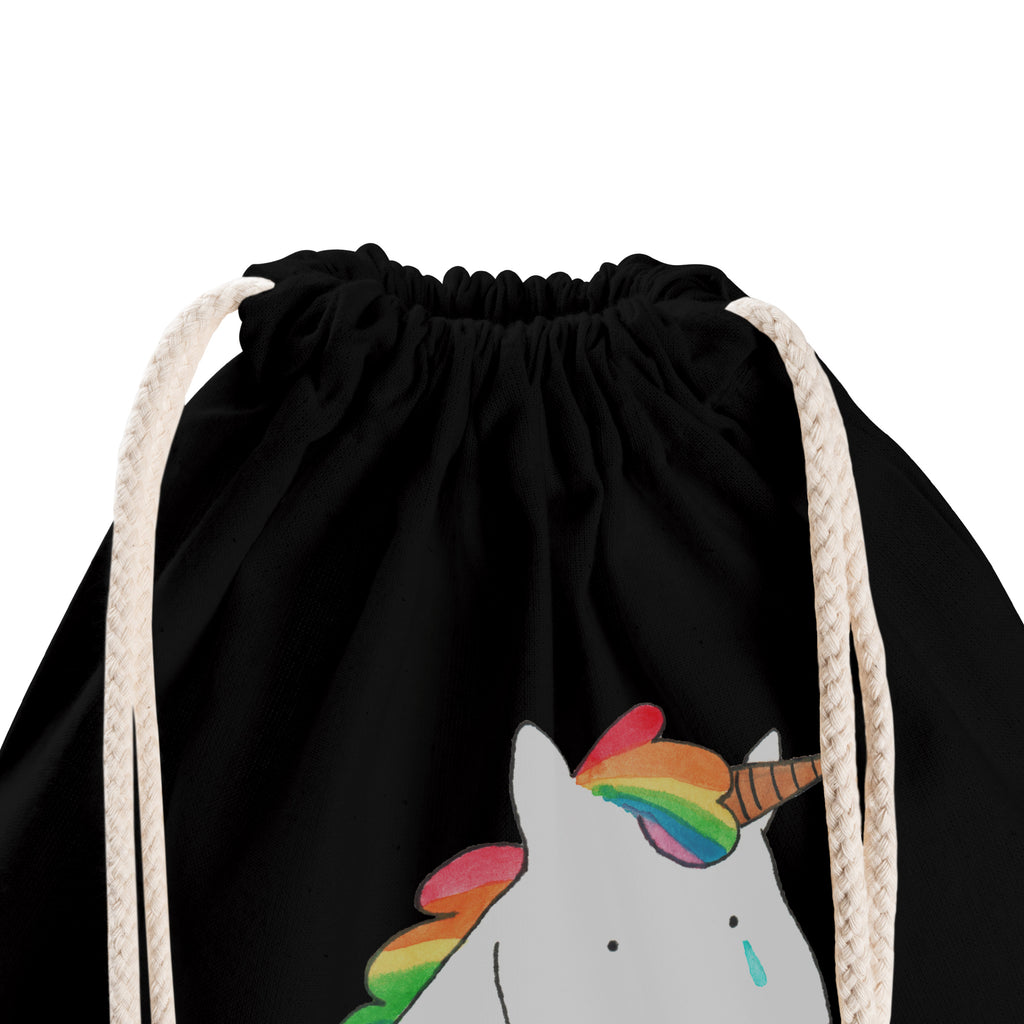 Sportbeutel Einhorn Traurig Turnbeutel, Beutel, Sporttasche, Tasche, Stoffbeutel, Einhorn, Einhörner, Einhorn Deko, Pegasus, Unicorn, Glitzer, Trösten. Freundschaft, Freunde, Liebe, Trauer, Grußkarte, Blume