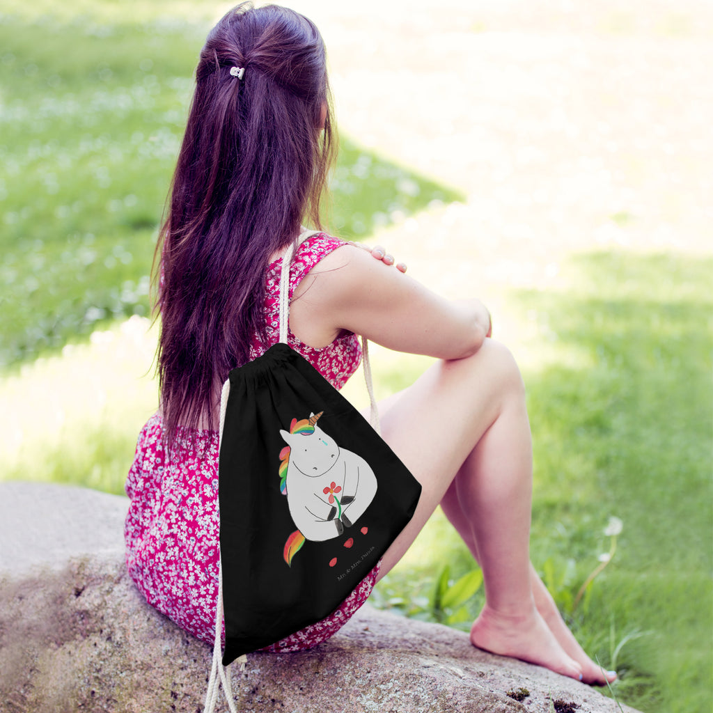 Sportbeutel Einhorn Traurig Turnbeutel, Beutel, Sporttasche, Tasche, Stoffbeutel, Einhorn, Einhörner, Einhorn Deko, Pegasus, Unicorn, Glitzer, Trösten. Freundschaft, Freunde, Liebe, Trauer, Grußkarte, Blume