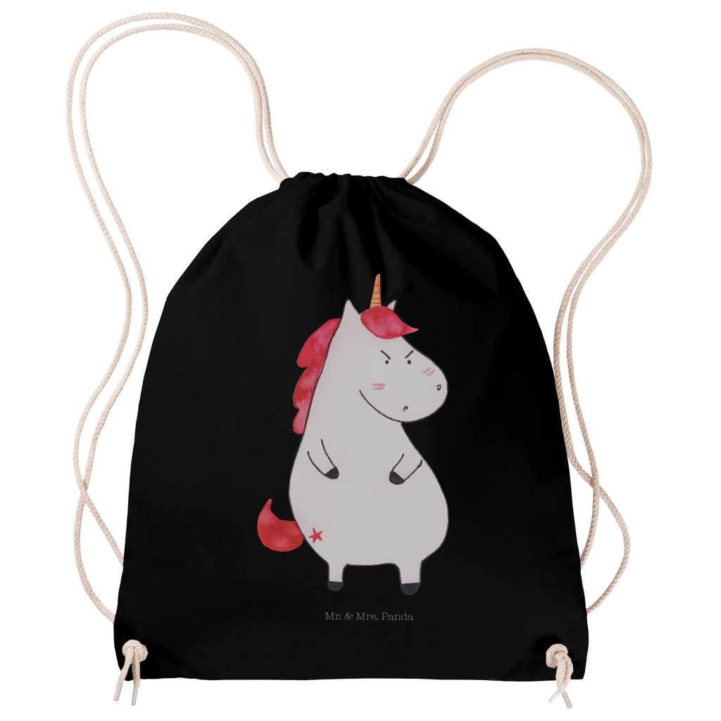 Sportbeutel Einhorn wütend Turnbeutel, Beutel, Sporttasche, Tasche, Stoffbeutel, Einhorn, Einhörner, Einhorn Deko, Pegasus, Unicorn, Realität, Ansage, lustlos, nein, Büro, Arbeit, wütend, dumme Fragen, lustig, Spaß, Geschenk