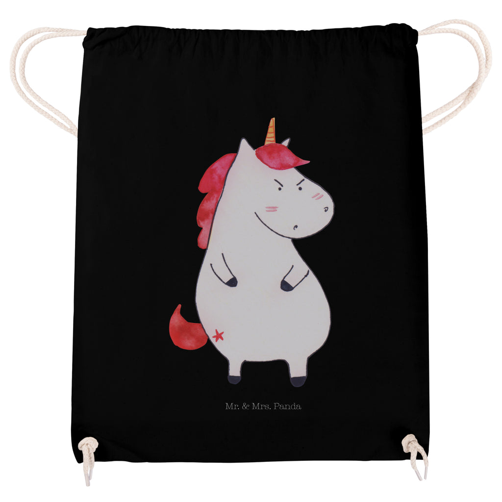 Sportbeutel Einhorn wütend Turnbeutel, Beutel, Sporttasche, Tasche, Stoffbeutel, Einhorn, Einhörner, Einhorn Deko, Pegasus, Unicorn, Realität, Ansage, lustlos, nein, Büro, Arbeit, wütend, dumme Fragen, lustig, Spaß, Geschenk