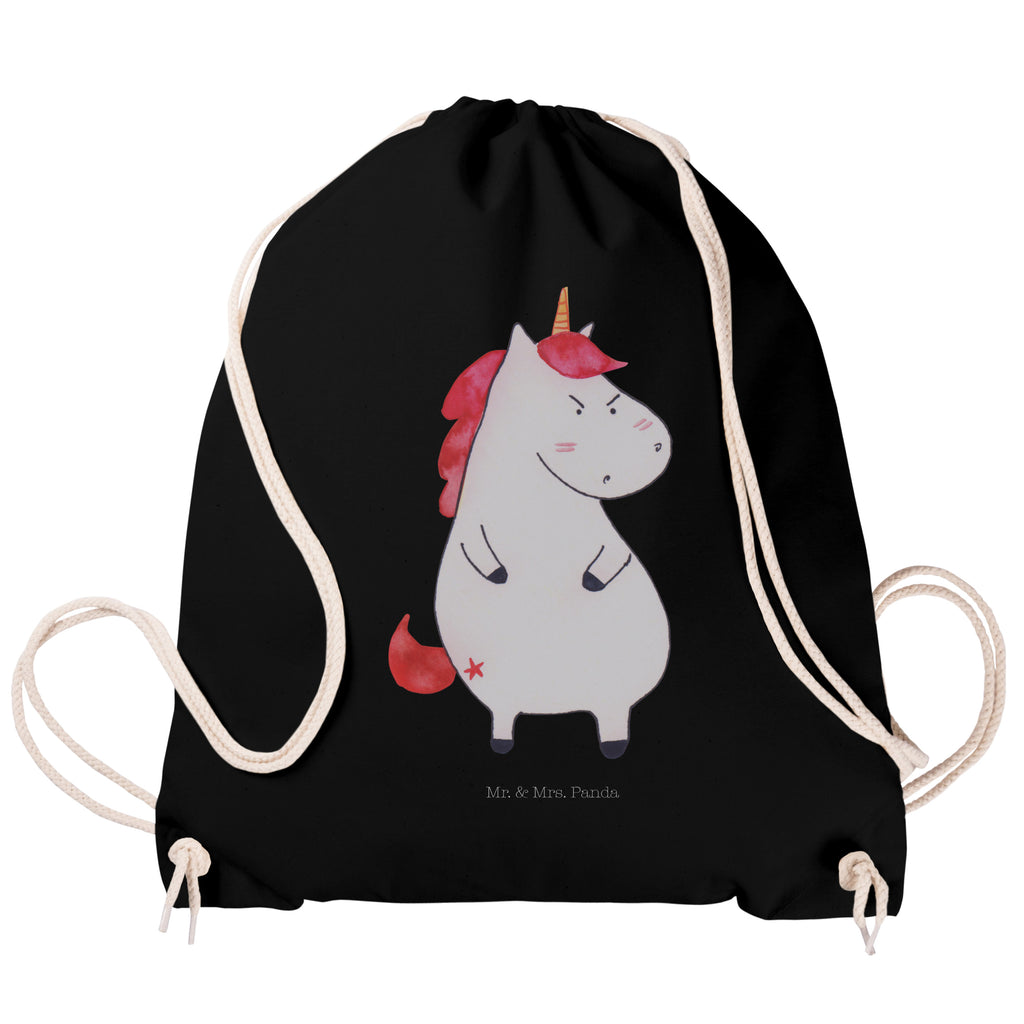 Sportbeutel Einhorn wütend Turnbeutel, Beutel, Sporttasche, Tasche, Stoffbeutel, Einhorn, Einhörner, Einhorn Deko, Pegasus, Unicorn, Realität, Ansage, lustlos, nein, Büro, Arbeit, wütend, dumme Fragen, lustig, Spaß, Geschenk