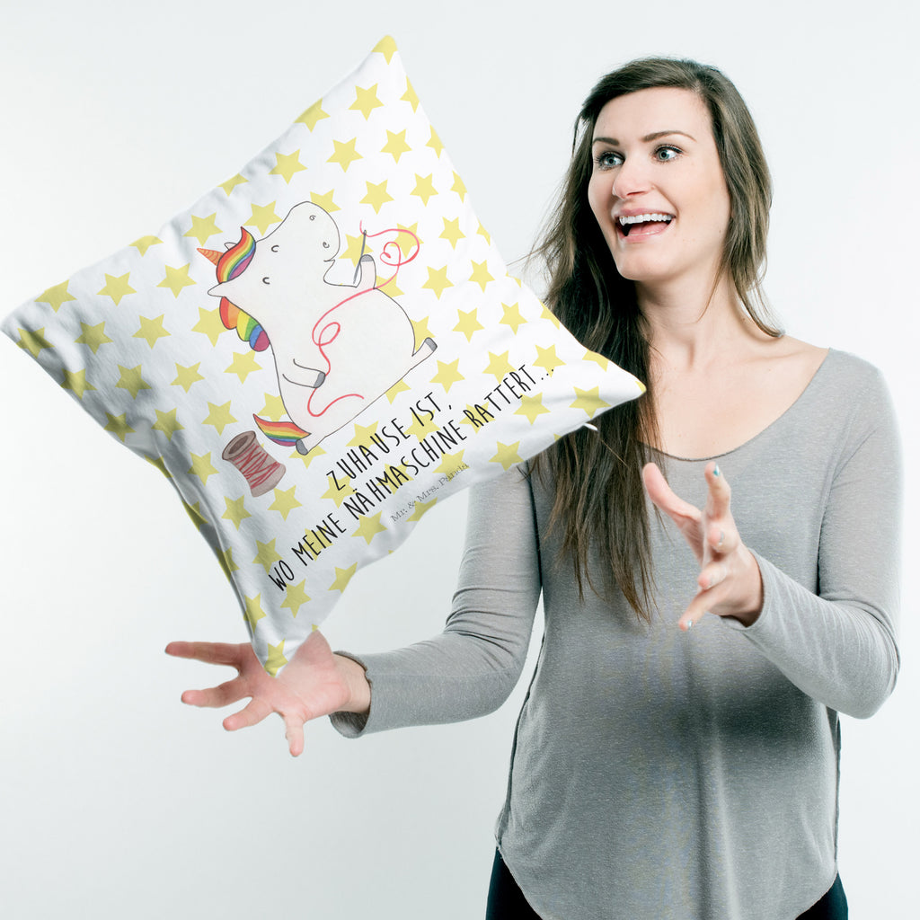 40x40 Kissen Einhorn Näherin Kissenhülle, Kopfkissen, Sofakissen, Dekokissen, Motivkissen, Einhorn, Einhörner, Einhorn Deko, Pegasus, Unicorn, Näherin, nähen, Mädchen, Freundin, Häkeln, Stricken, basteln, Nähzimmer