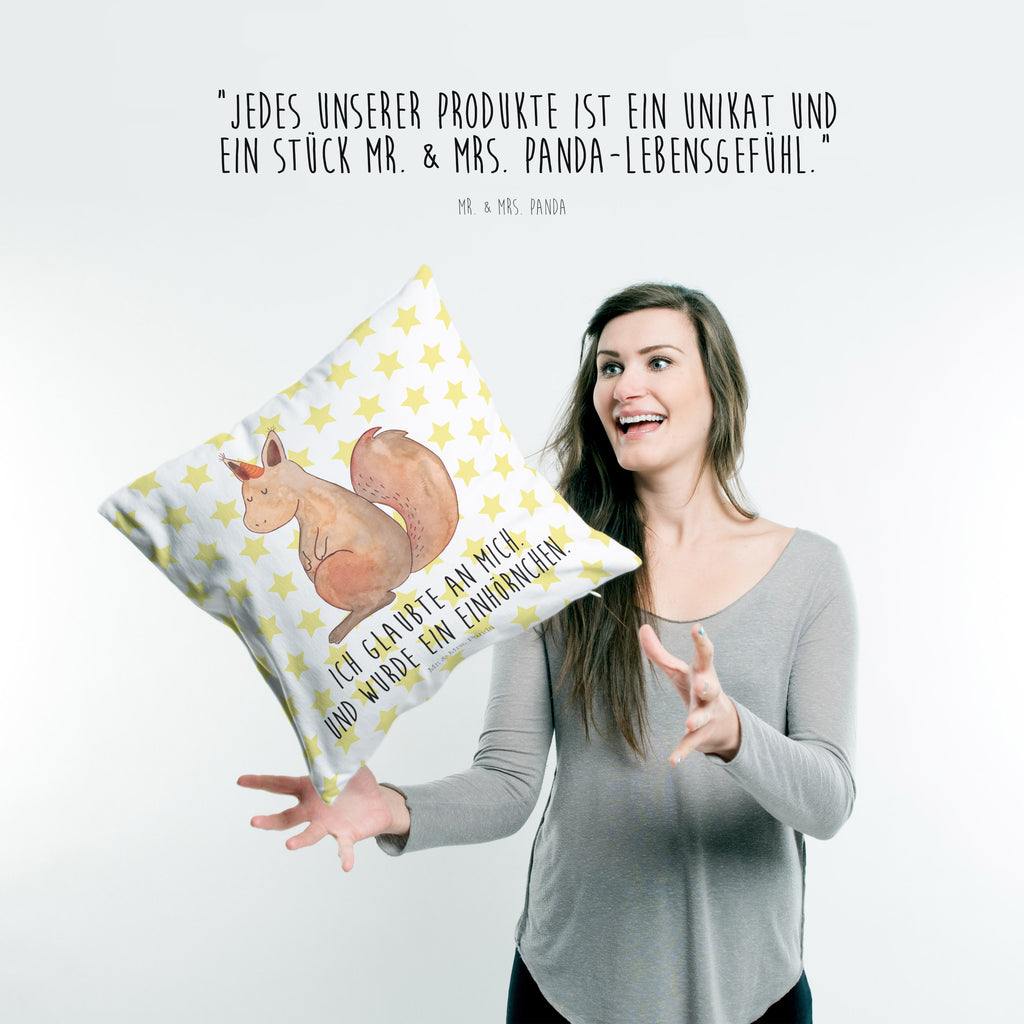 40x40 Kissen Einhörnchen Glaube Kissenhülle, Kopfkissen, Sofakissen, Dekokissen, Motivkissen, Einhorn, Einhörner, Einhorn Deko, Pegasus, Unicorn, Einhörnchen, Eichhörnchen, Eichhorn