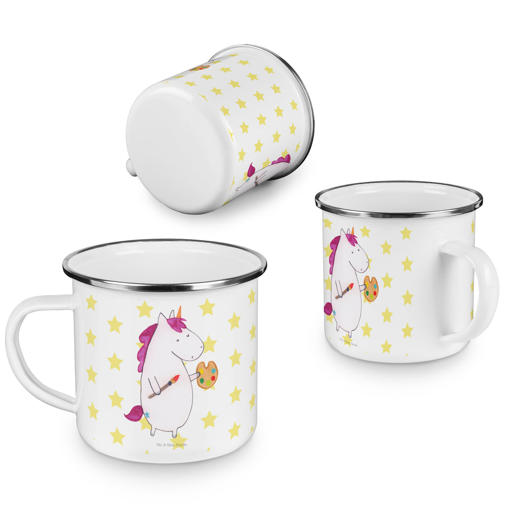Camping Emaille Tasse Einhorn Künstler Campingtasse, Trinkbecher, Metalltasse, Outdoor Tasse, Emaille Trinkbecher, Blechtasse Outdoor, Emaille Campingbecher, Edelstahl Trinkbecher, Metalltasse für Camping, Kaffee Blechtasse, Camping Tasse Metall, Einhorn, Einhörner, Einhorn Deko, Pegasus, Unicorn, Englisch, Künstler, Artist, Malen, Zeichnen, Welt, Farbe, Stift, Pinsel, Geschenk, Maler